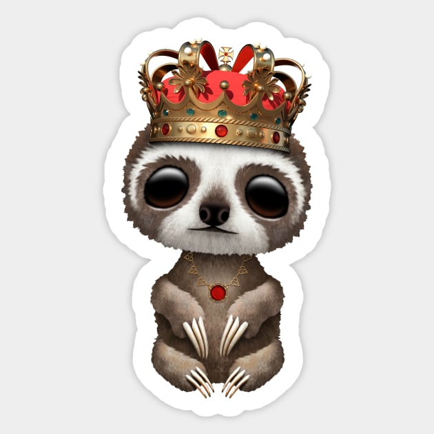 Cute Baby Sloth Wearing Crown Sticker by jeffbartels